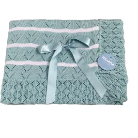 Juliana Baby Aqua Green & White Knitted Blanket