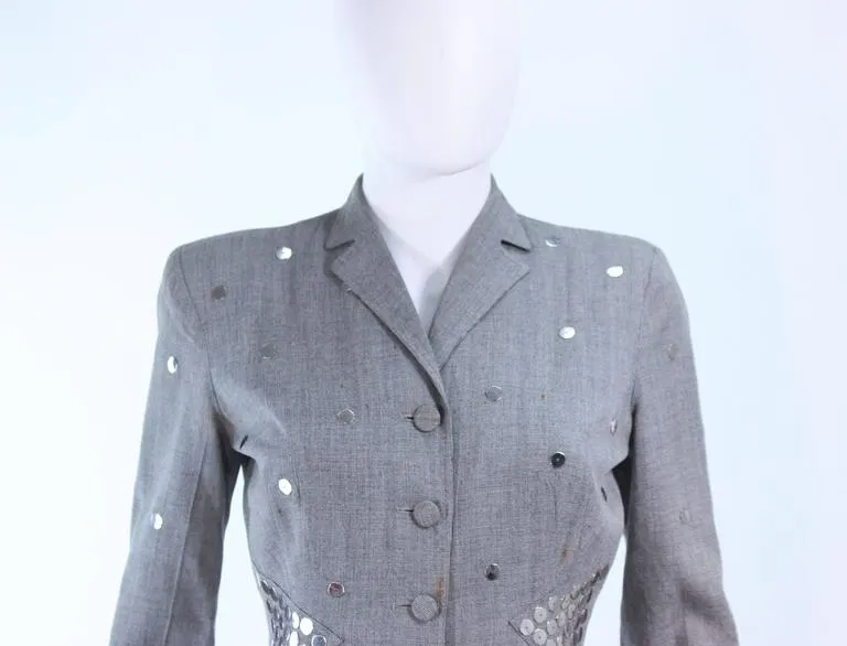 KAY COLLIER Grey Wool Coat Dress with Sequin Applique Size 2-4