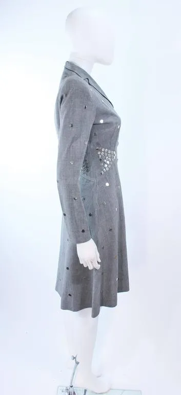 KAY COLLIER Grey Wool Coat Dress with Sequin Applique Size 2-4