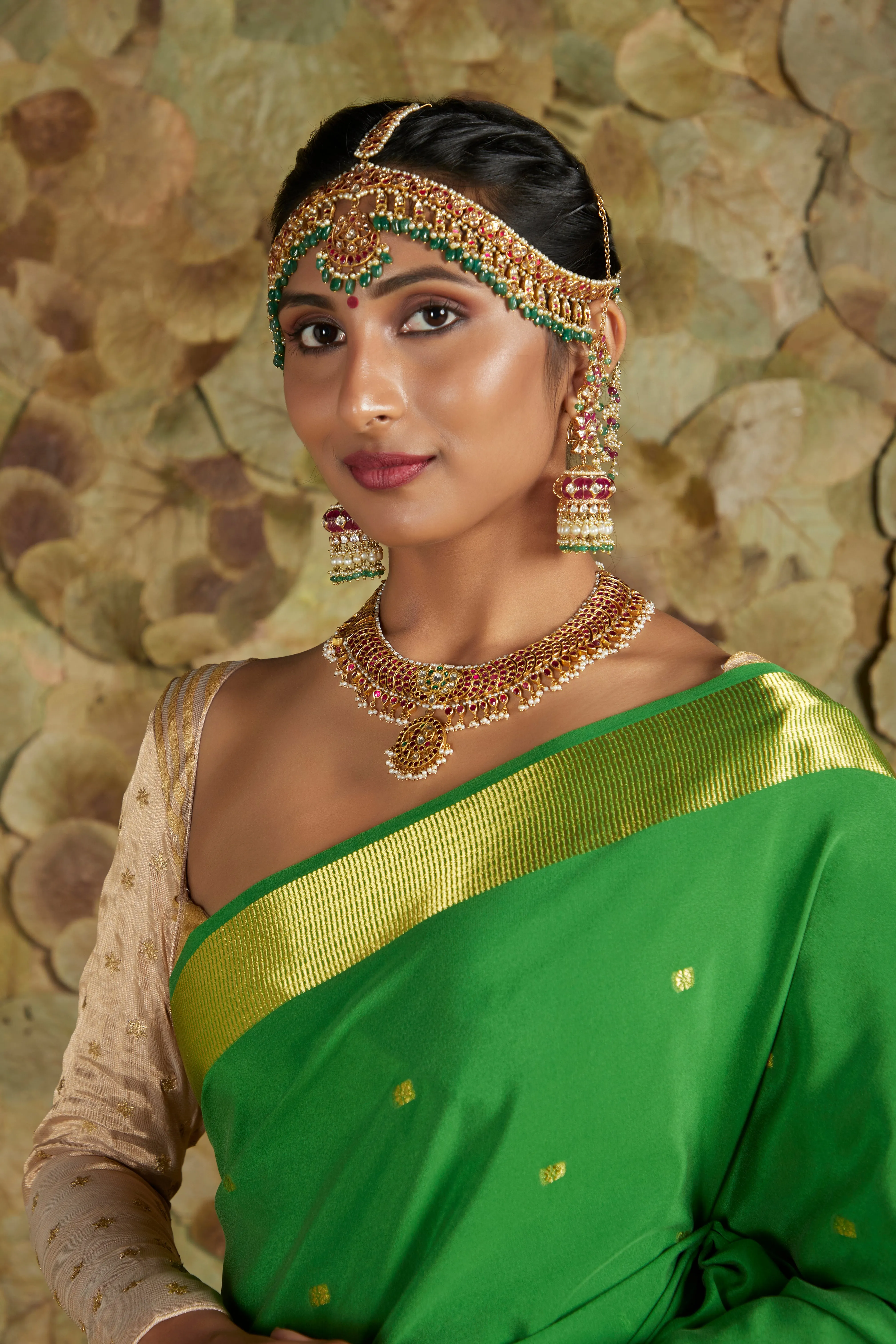 Kumkuma in Mint leaf / ಮೃಗ Kumkuma Saree