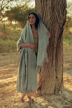 Large Khadi Wool Shawl >> Handwoven Blanket