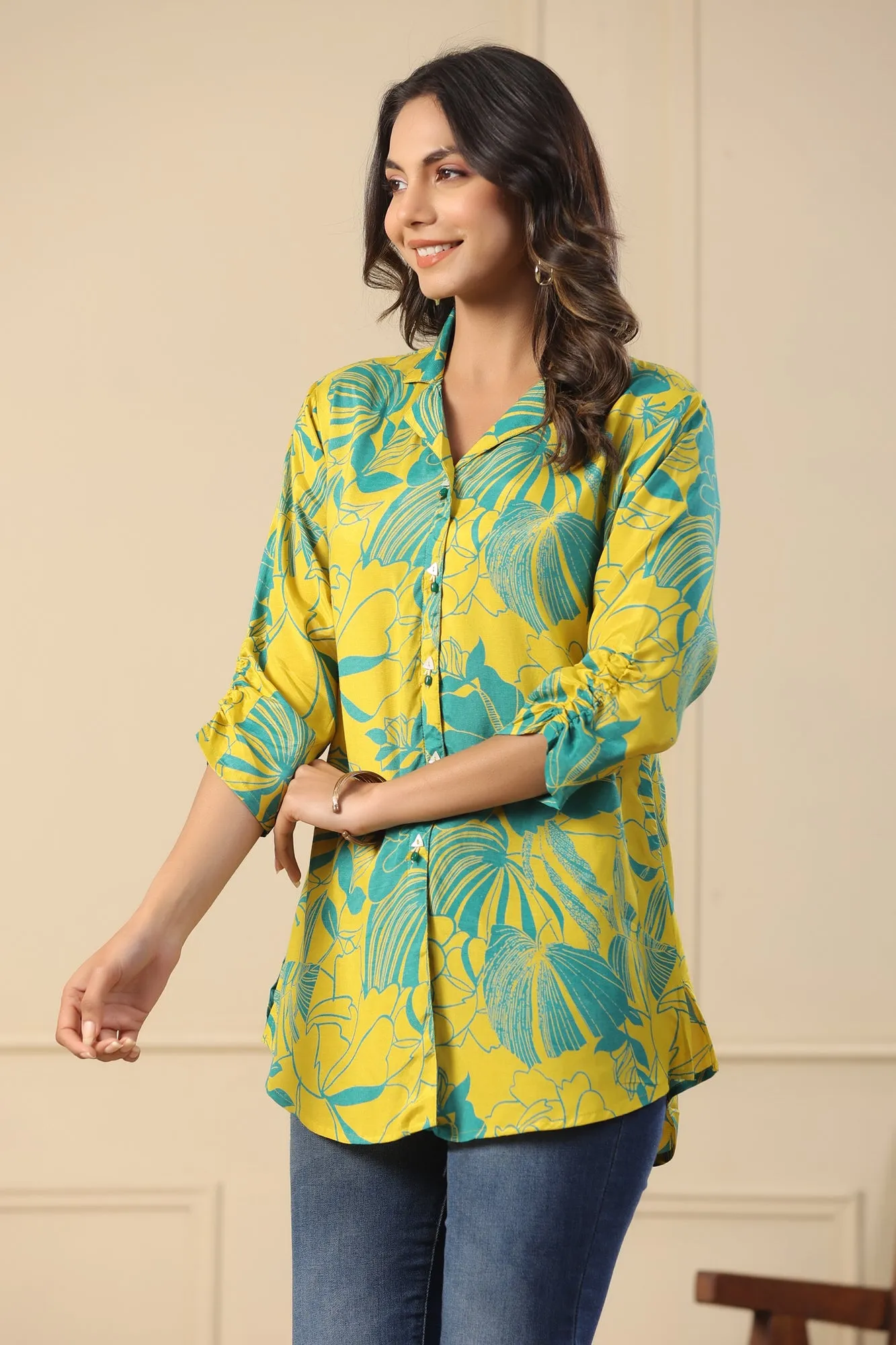 Lemon and Lime Blossom Russian Silk Top