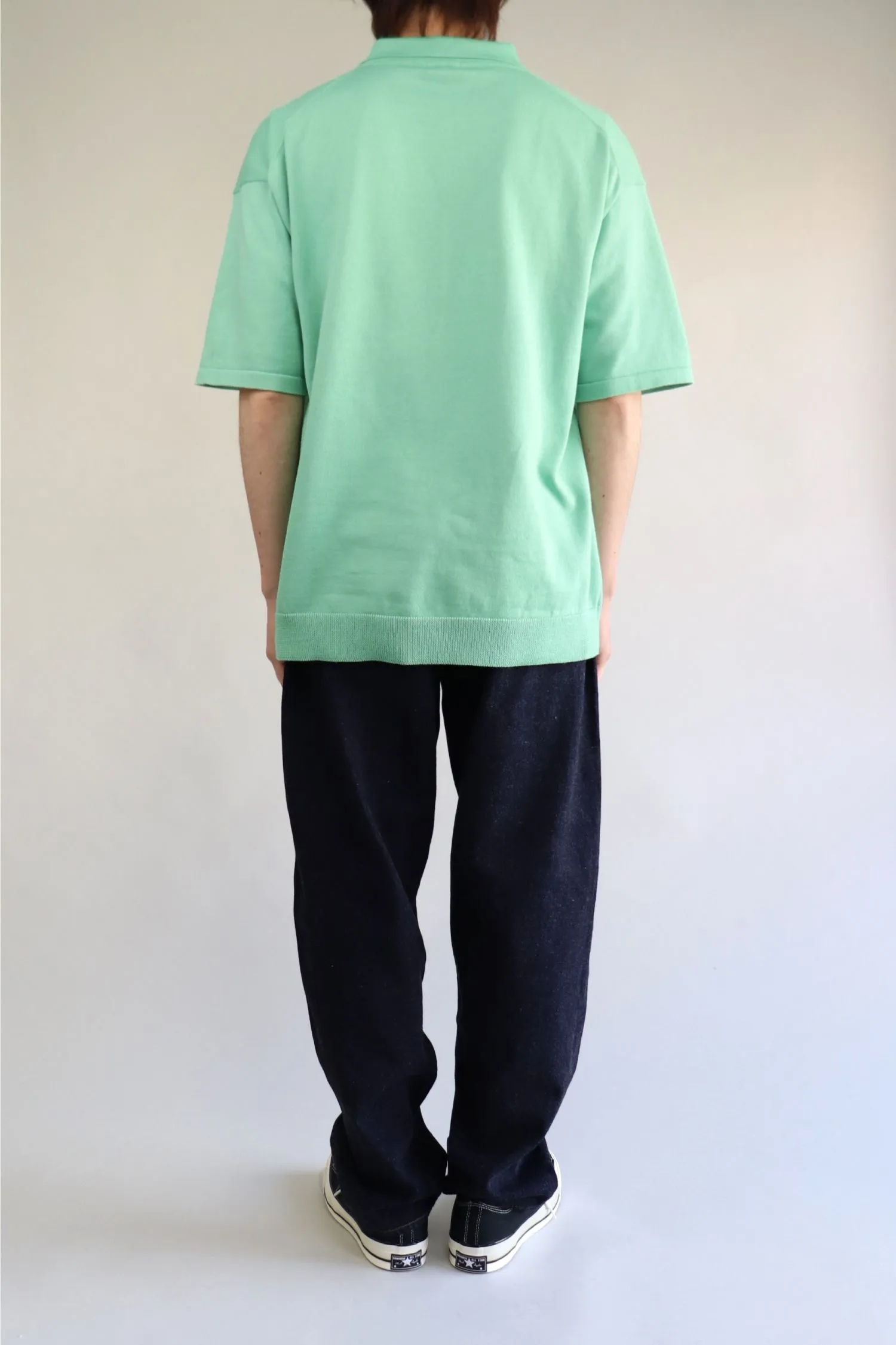 LENO COTTON KNIT POLO - GREEN