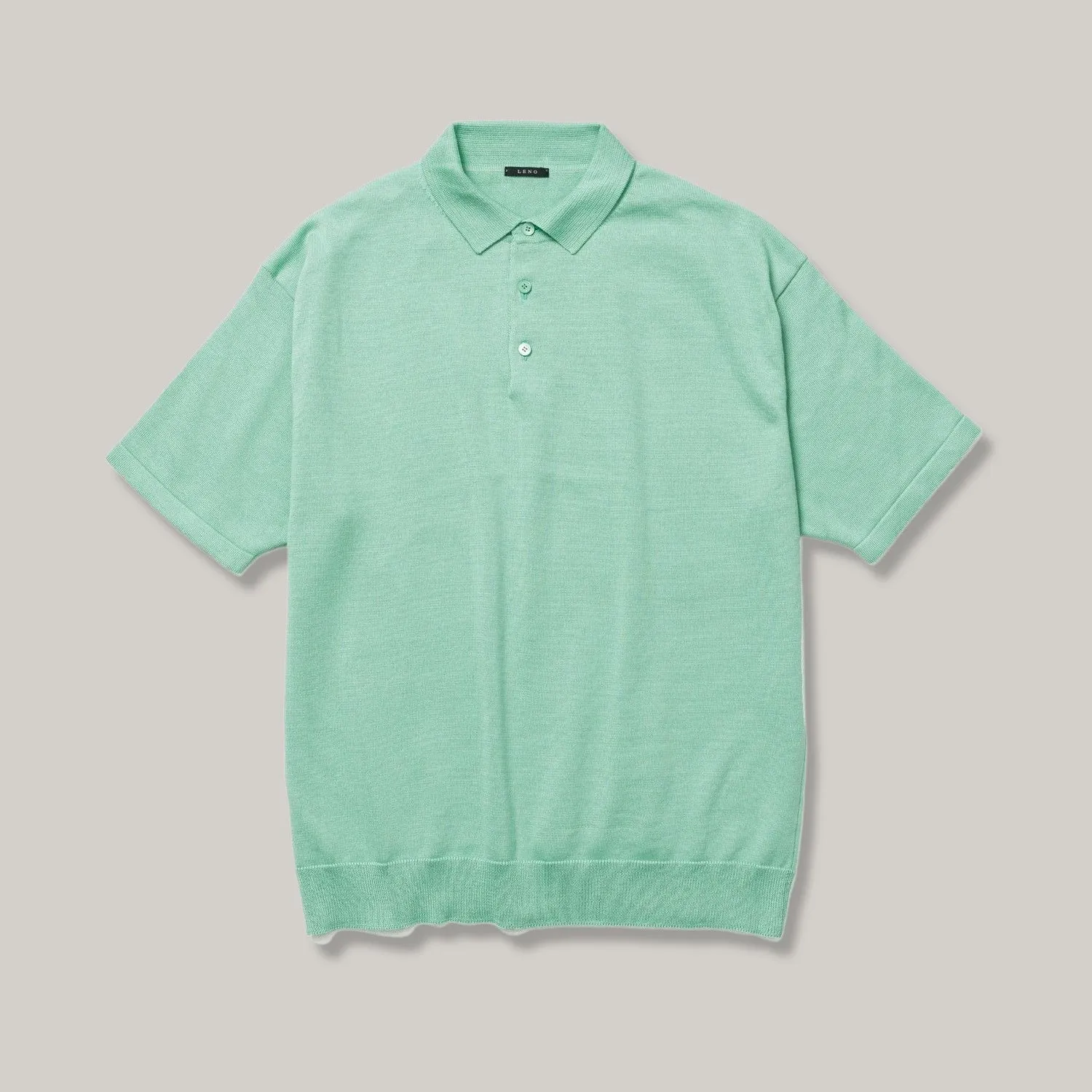 LENO COTTON KNIT POLO - GREEN