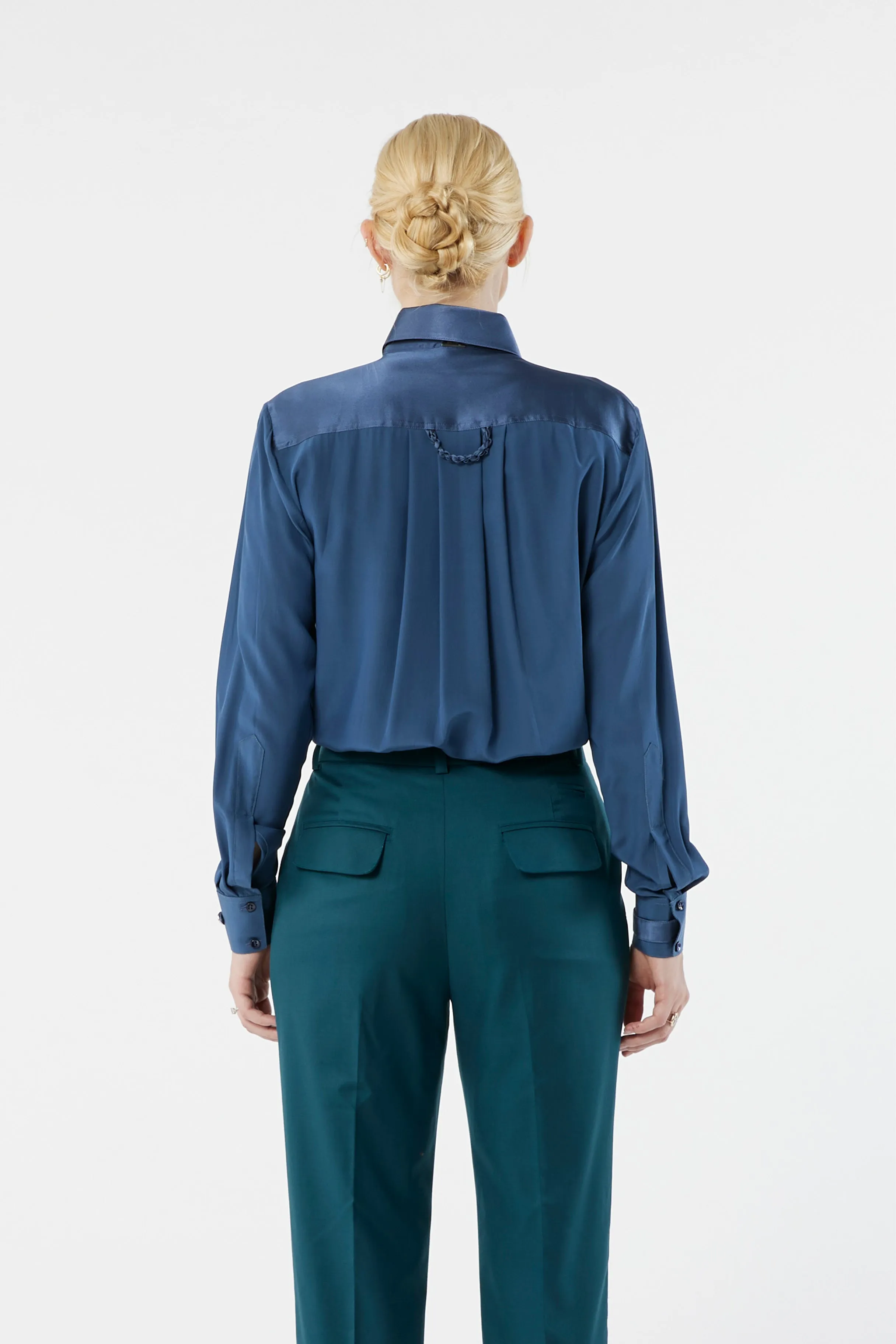 LOCK petrol blue - silk shirt