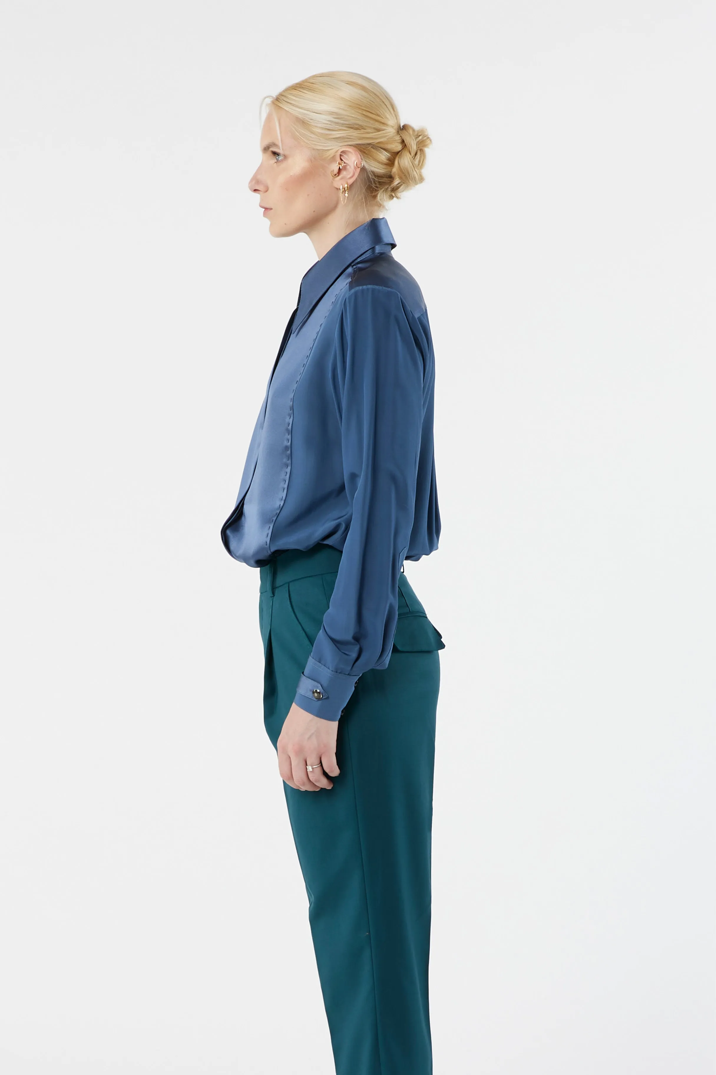 LOCK petrol blue - silk shirt