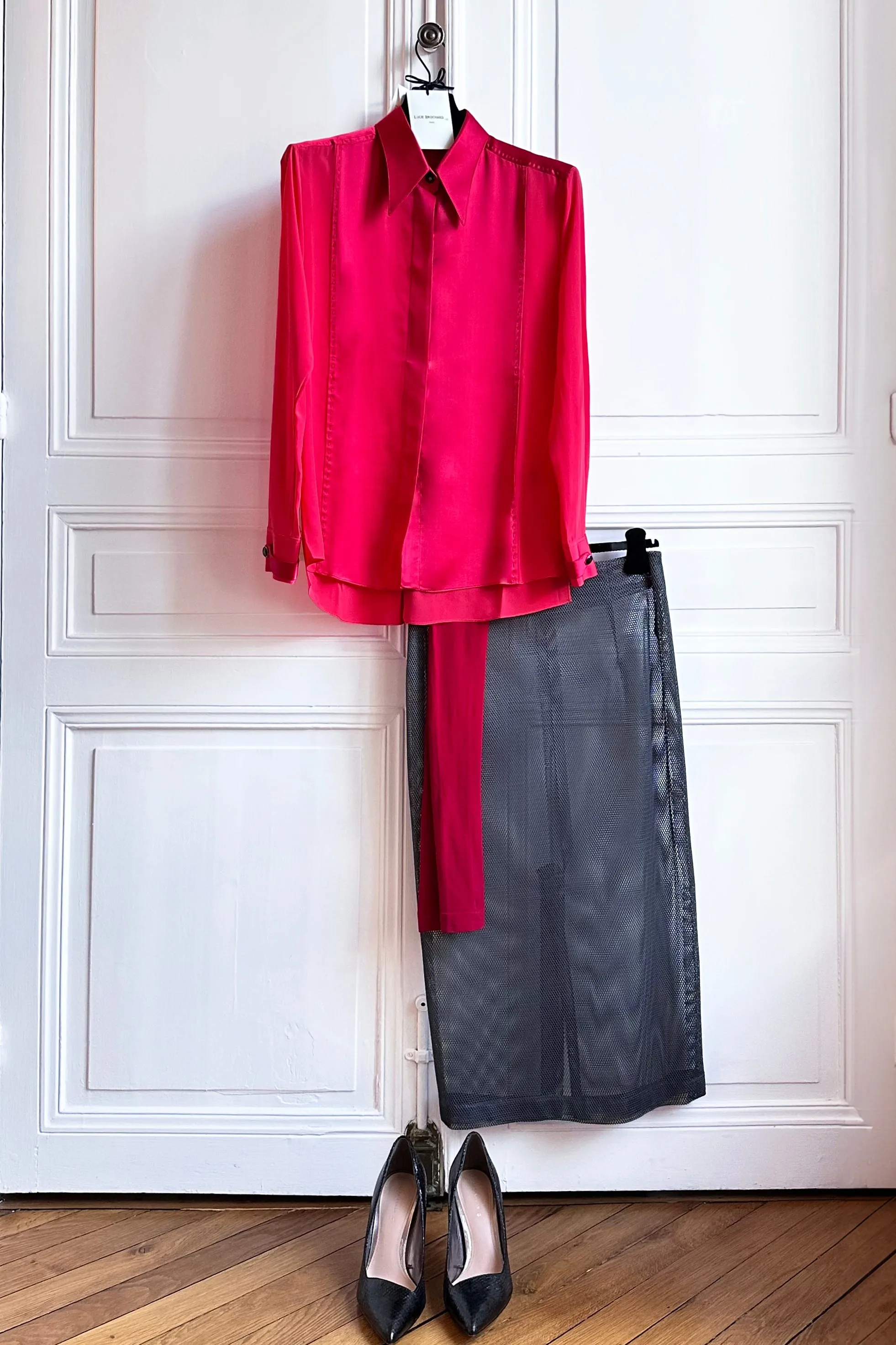 LOCK red - silk shirt