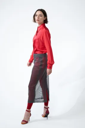 LOCK red - silk shirt