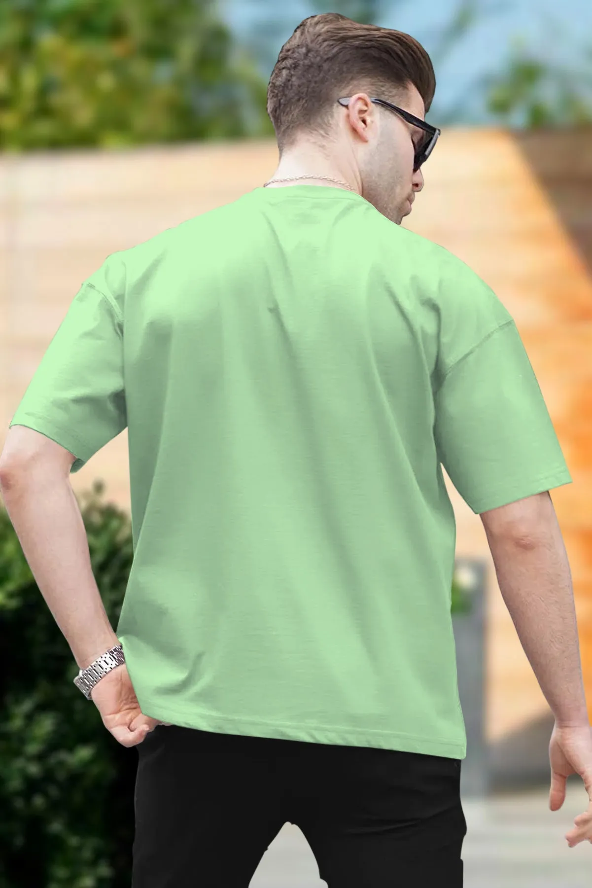 Men Apple green oversized flap pocket T-Shirt