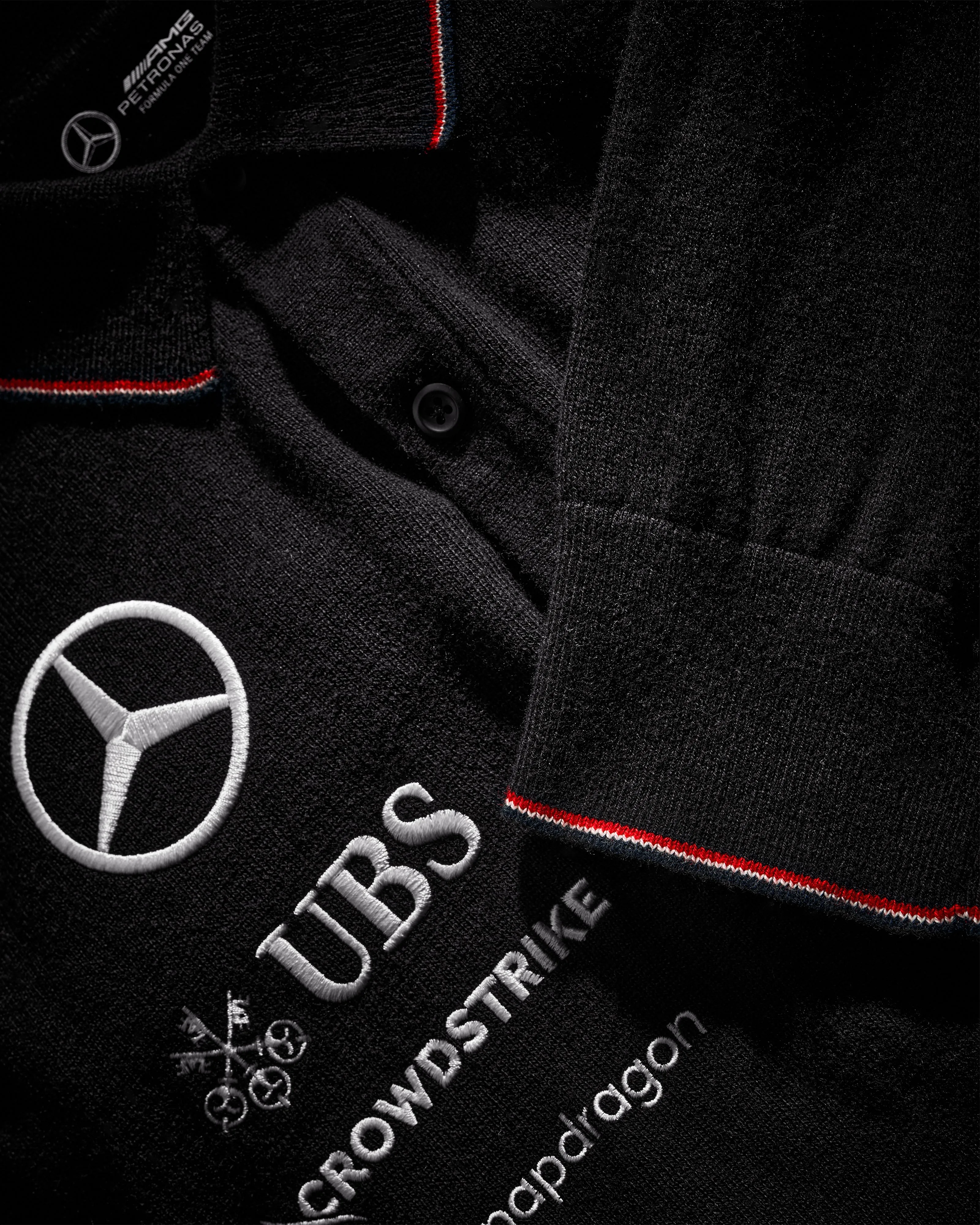 Mens 2024 Team Knitted Longsleeve Polo Black