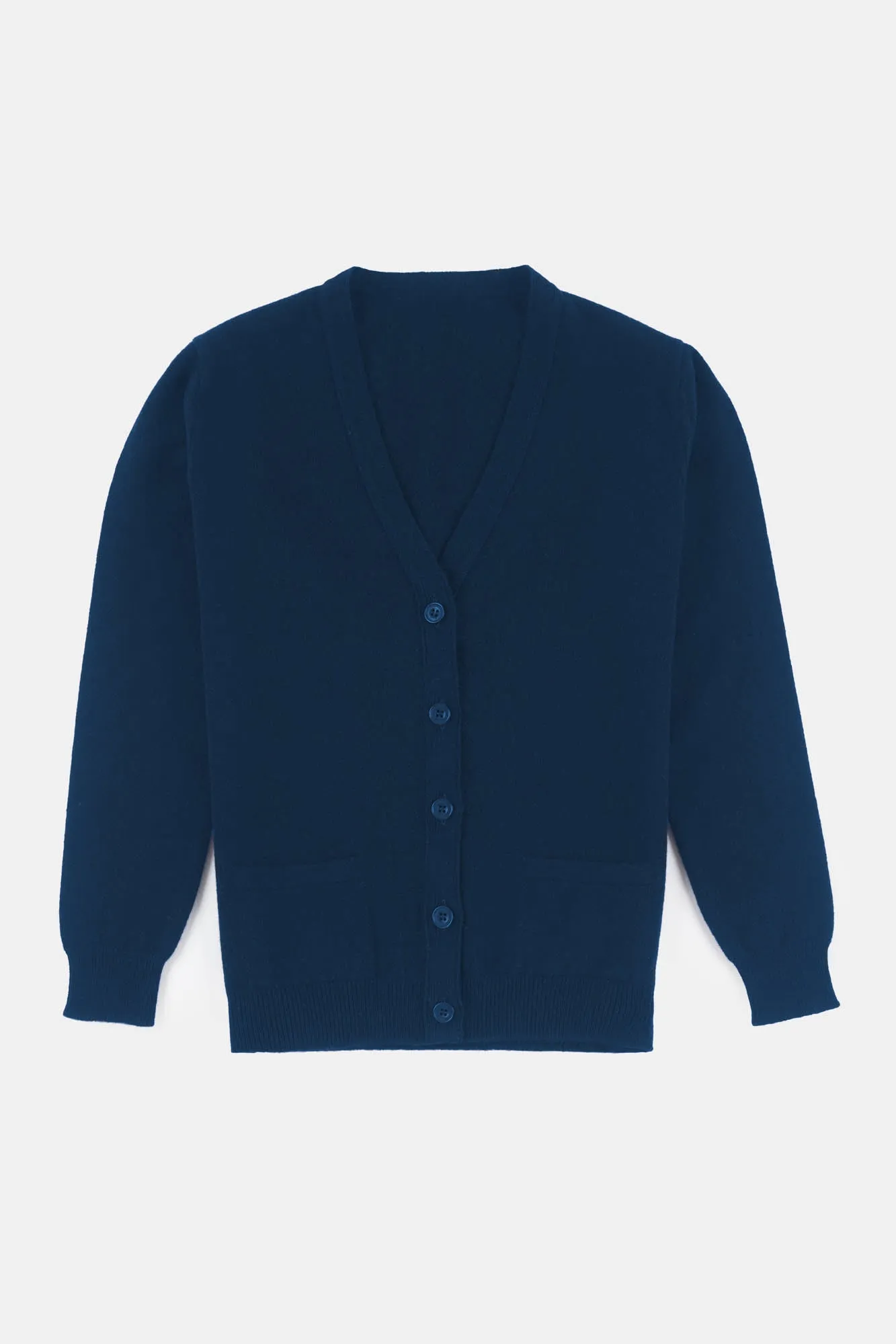 Men's Lambswool Cardigan - Bright Blue