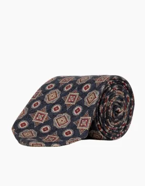 Navy & Maroon Geometric Tie