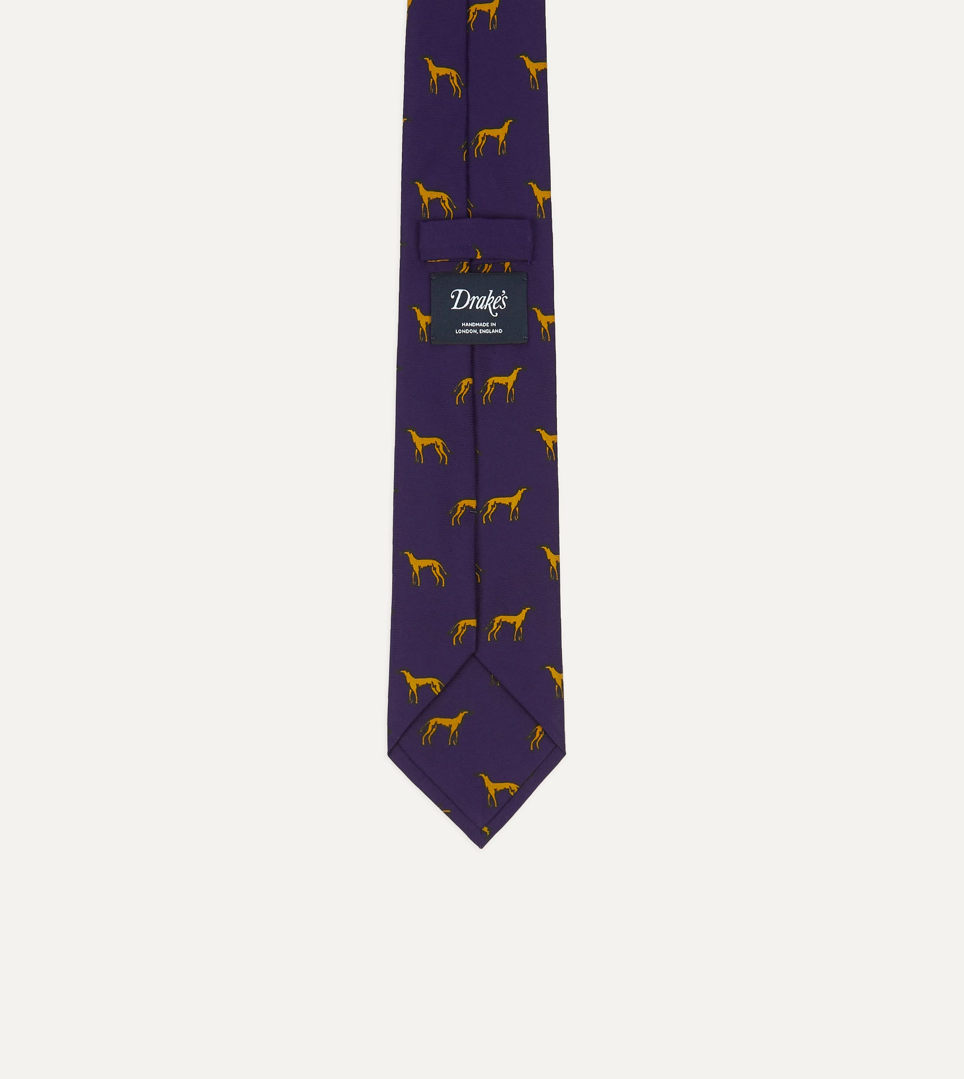 Navy and Yellow Dog Print Silk Tie