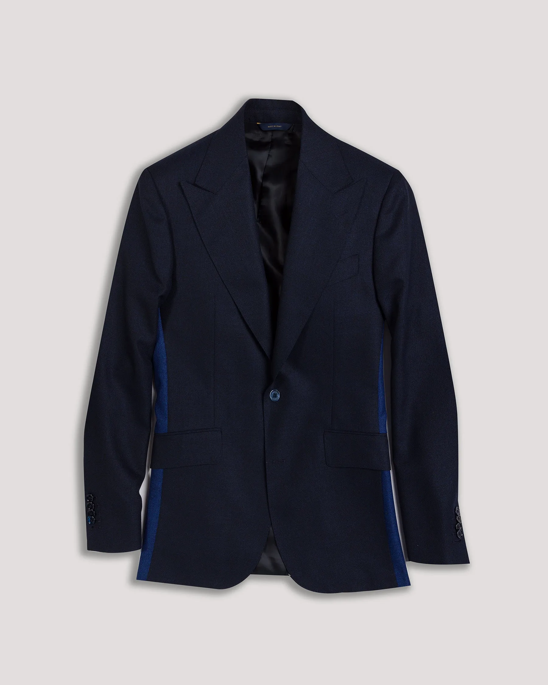 Navy Triple Contrast Wool & Silk Blazer