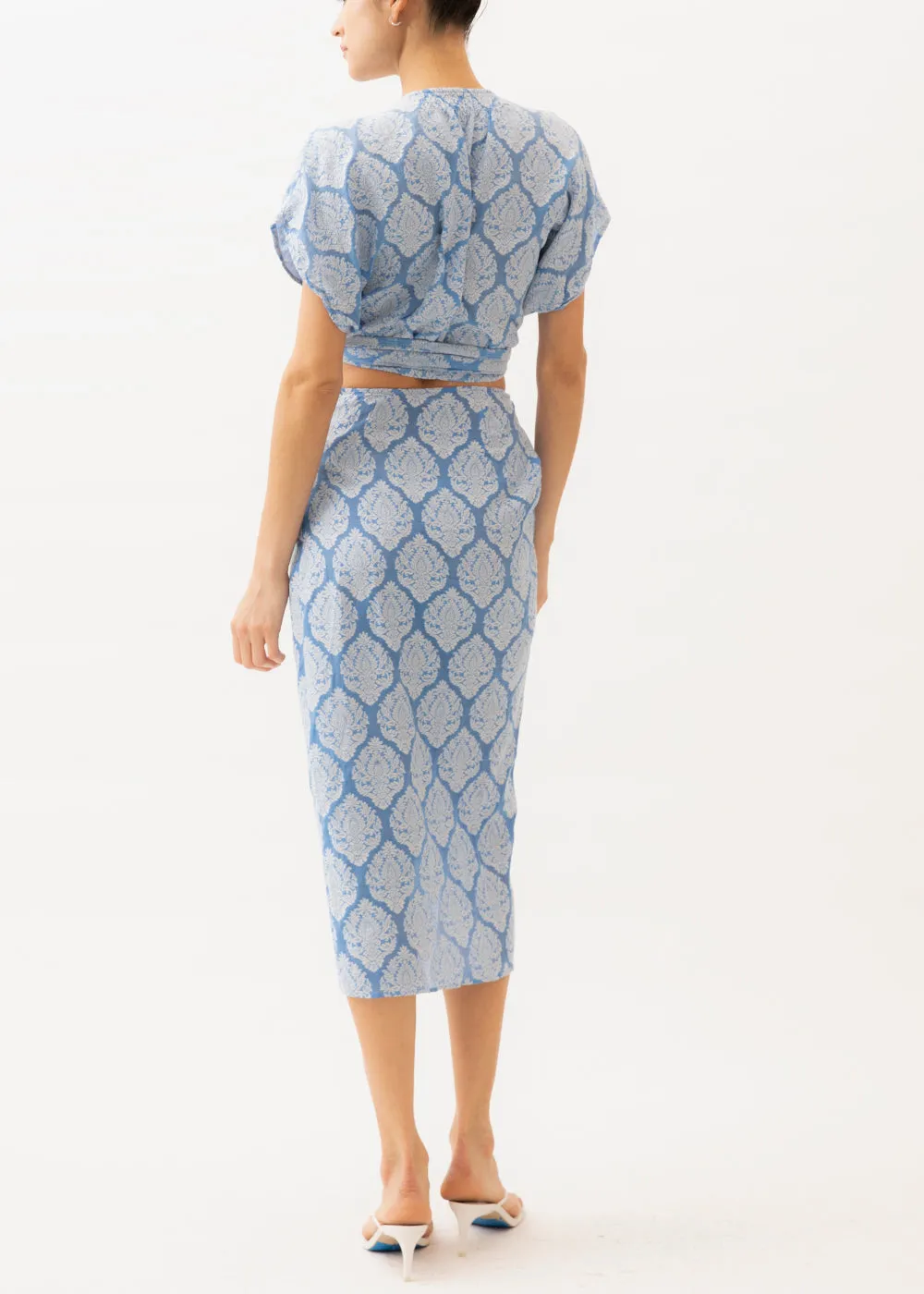 Nora Blue Jacquard Pareo Skirt