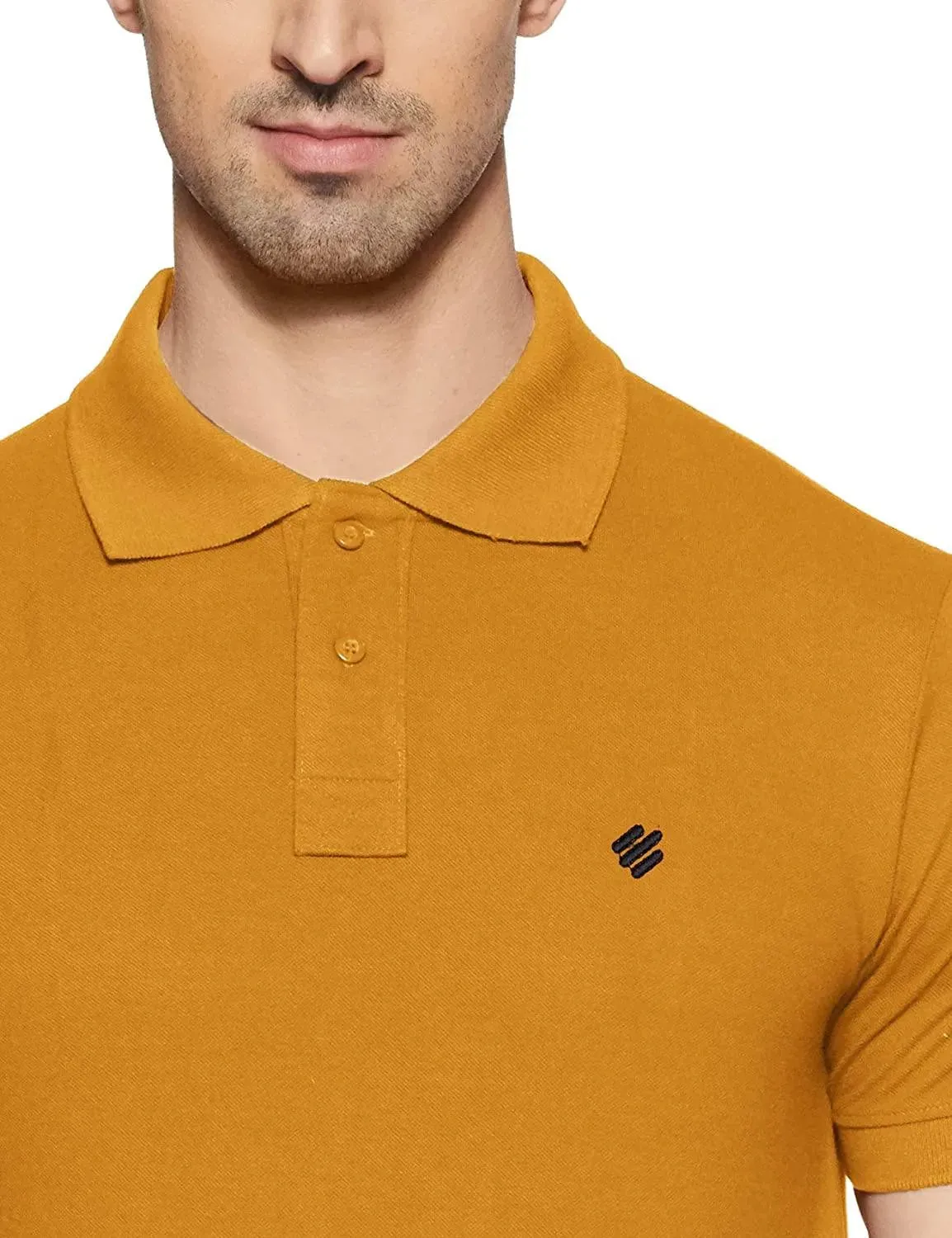 ONN Men's Cotton Polo T-Shirt (Pack of 2) in Solid Black Melange-Mustard colours