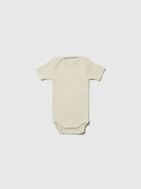 organic merino wool and silk short-sleeved onesie in natural - baby/toddler