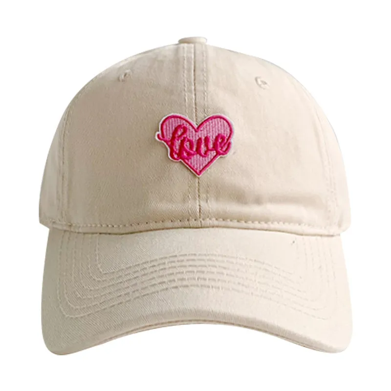 Patch Love Baseball Cap Women's Casual and Versatile Washable Soft Top Peaked Cap Style Summer Sun Protection Hat