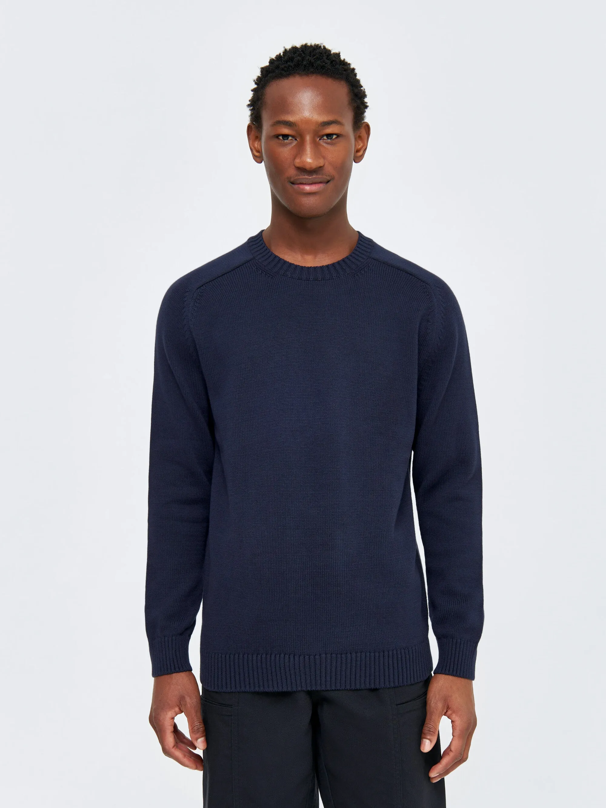 Plain knitted crew neck - Night Sky