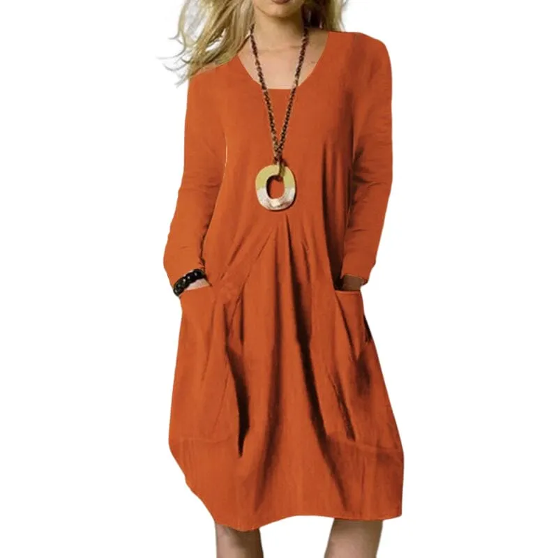 Pocket Solid Color Dress