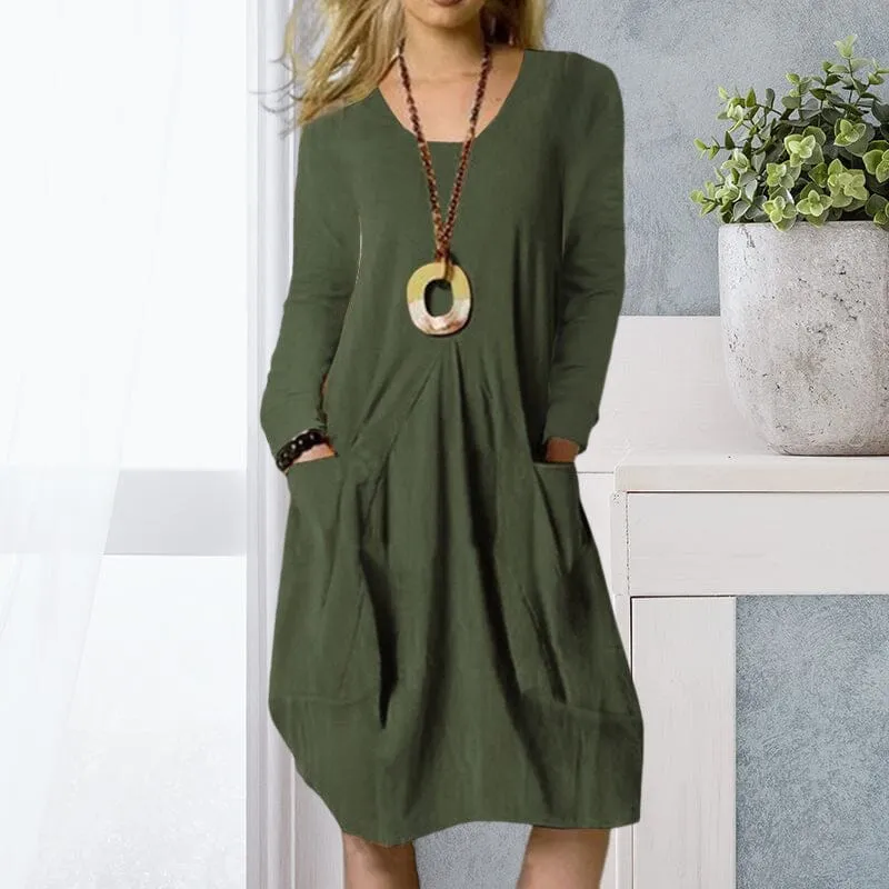 Pocket Solid Color Dress