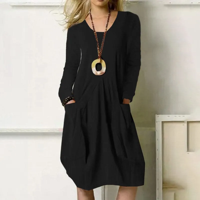 Pocket Solid Color Dress