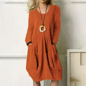 Pocket Solid Color Dress