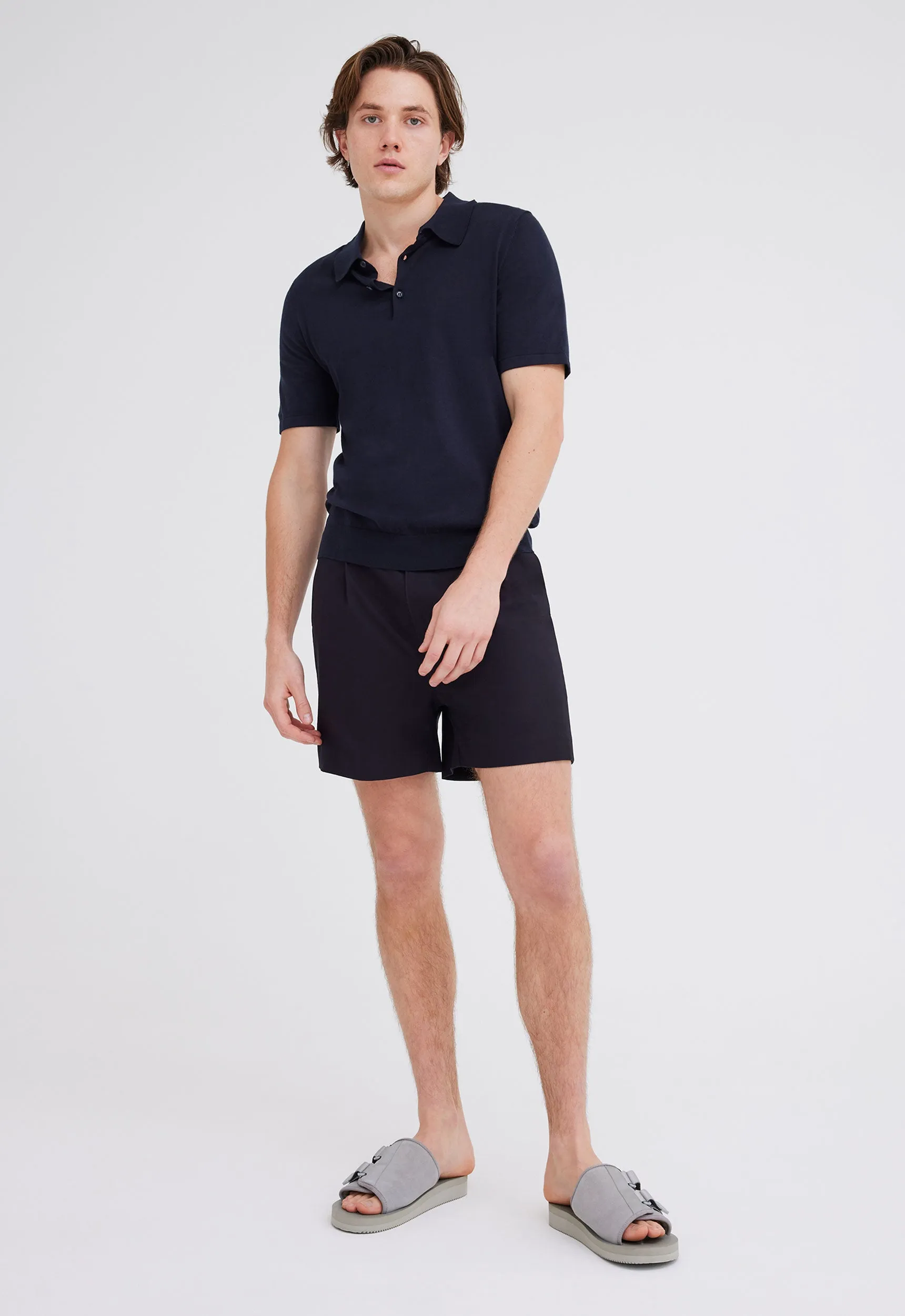 Pointier Knitted Cotton Polo - Darkest Navy