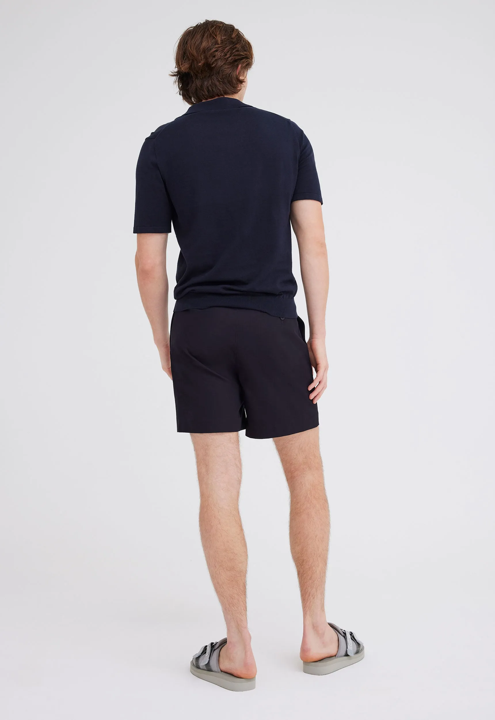 Pointier Knitted Cotton Polo - Darkest Navy