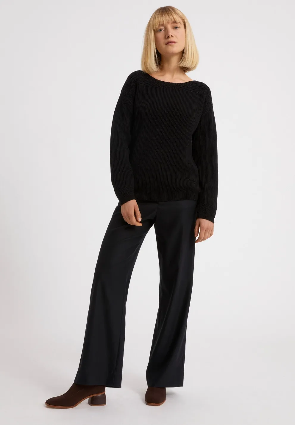 Raachela Black Knitted Sweater in Organic Cotton