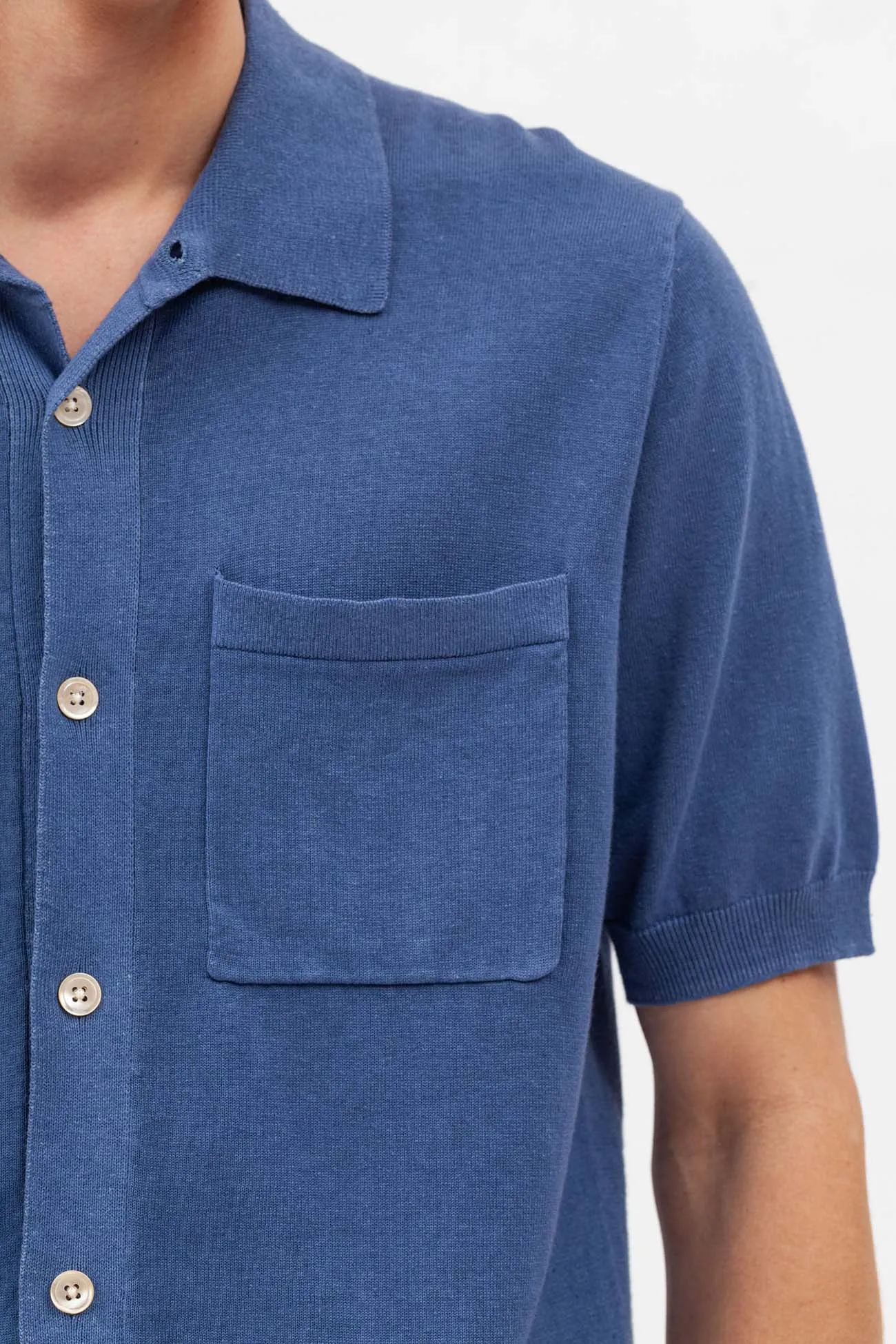 Rollo Cotton Linen SS Shirt - Calcite Blue