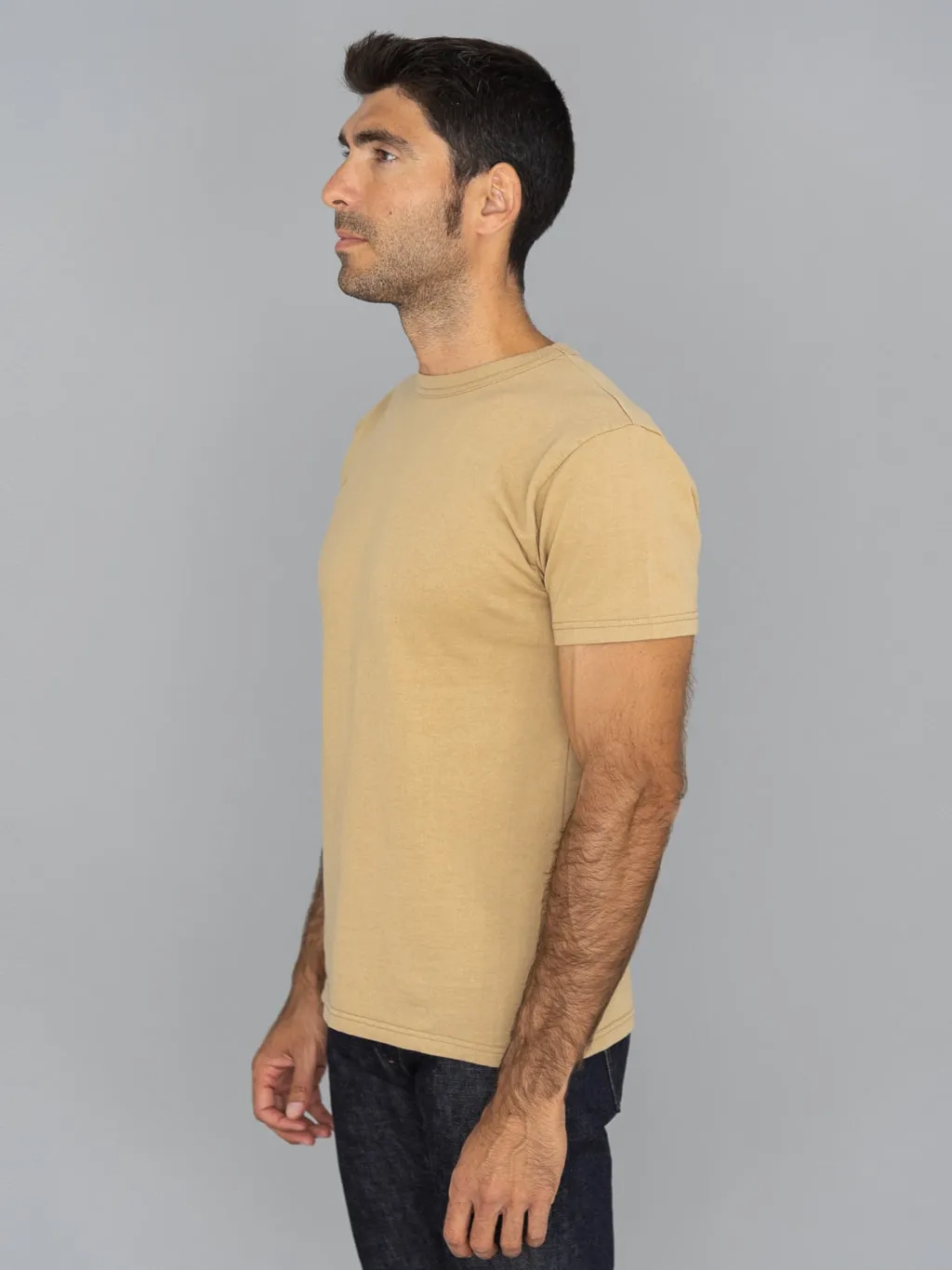 Samurai Jeans SJST23-RIM Loopwheel Ripened Cotton Solid Tee Beige