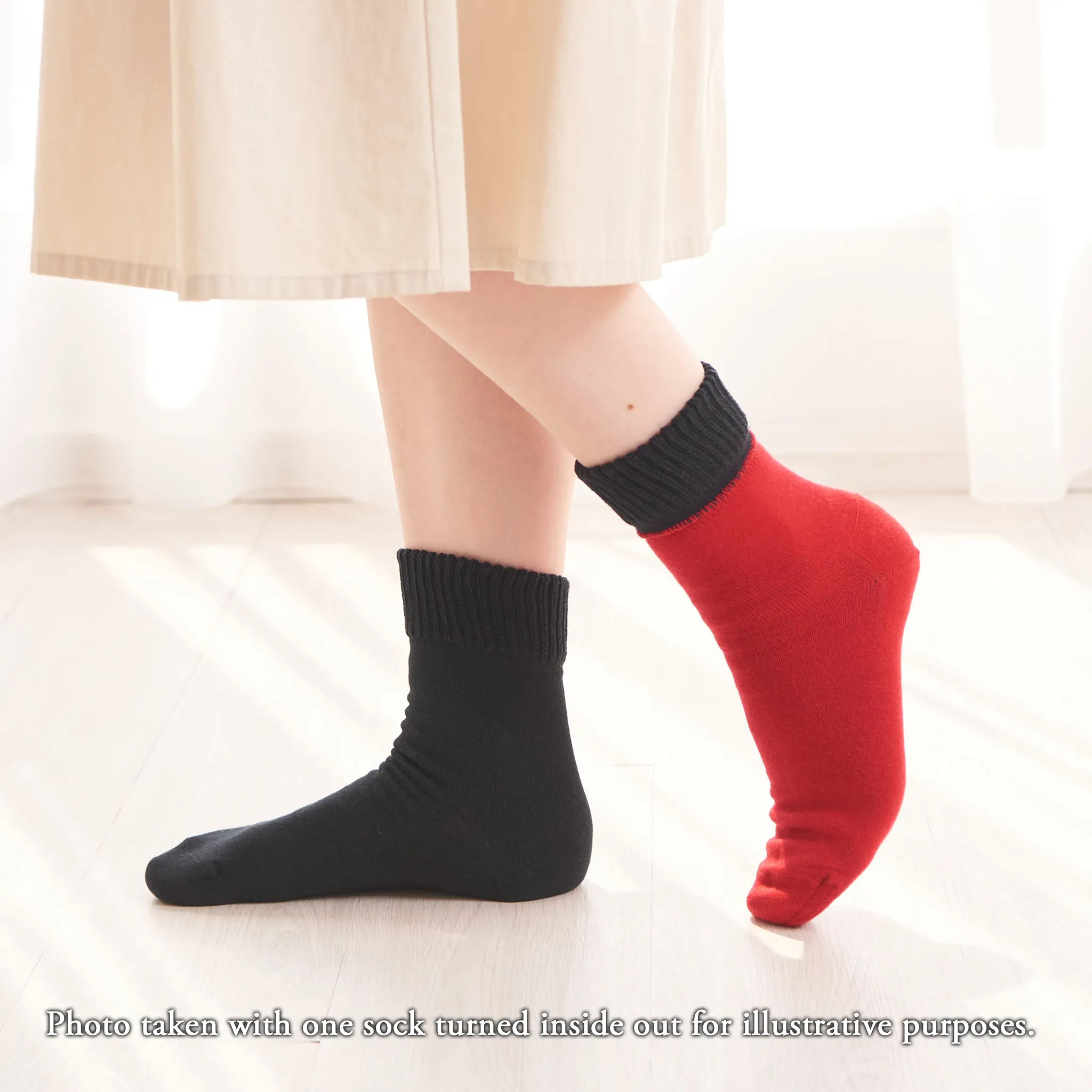 Smooth-heel socks double-layer wool blend [Feng Shui colors] - 667