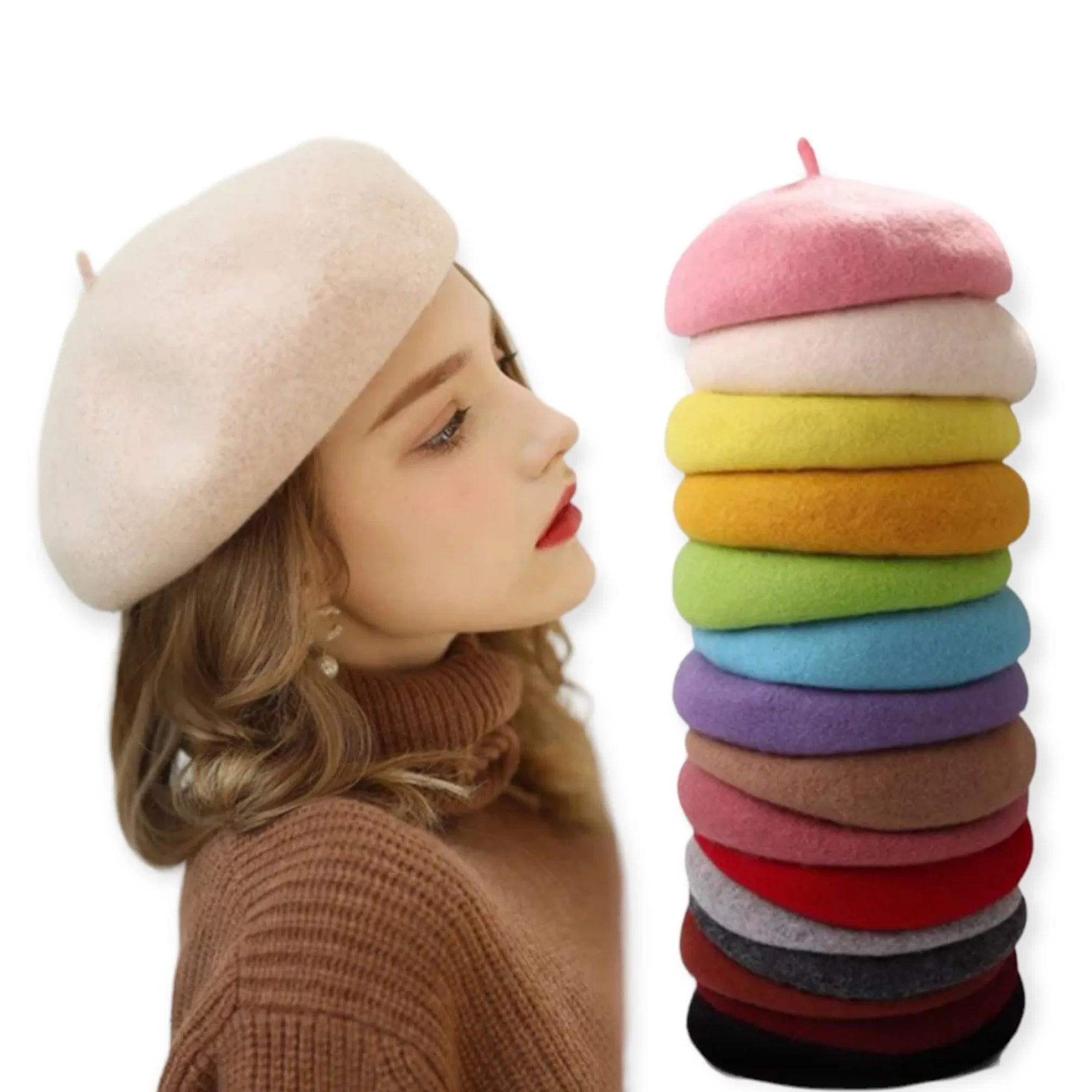 Solid Colored Wool Berets