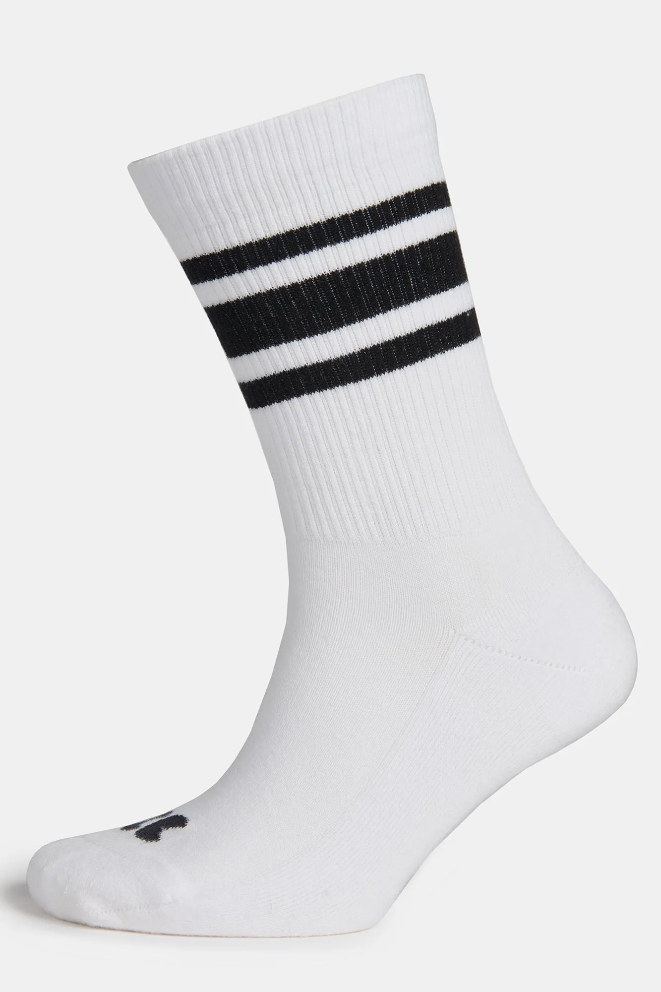 Sports Cotton Sock Calf 3 Pack - White/Black Stripe