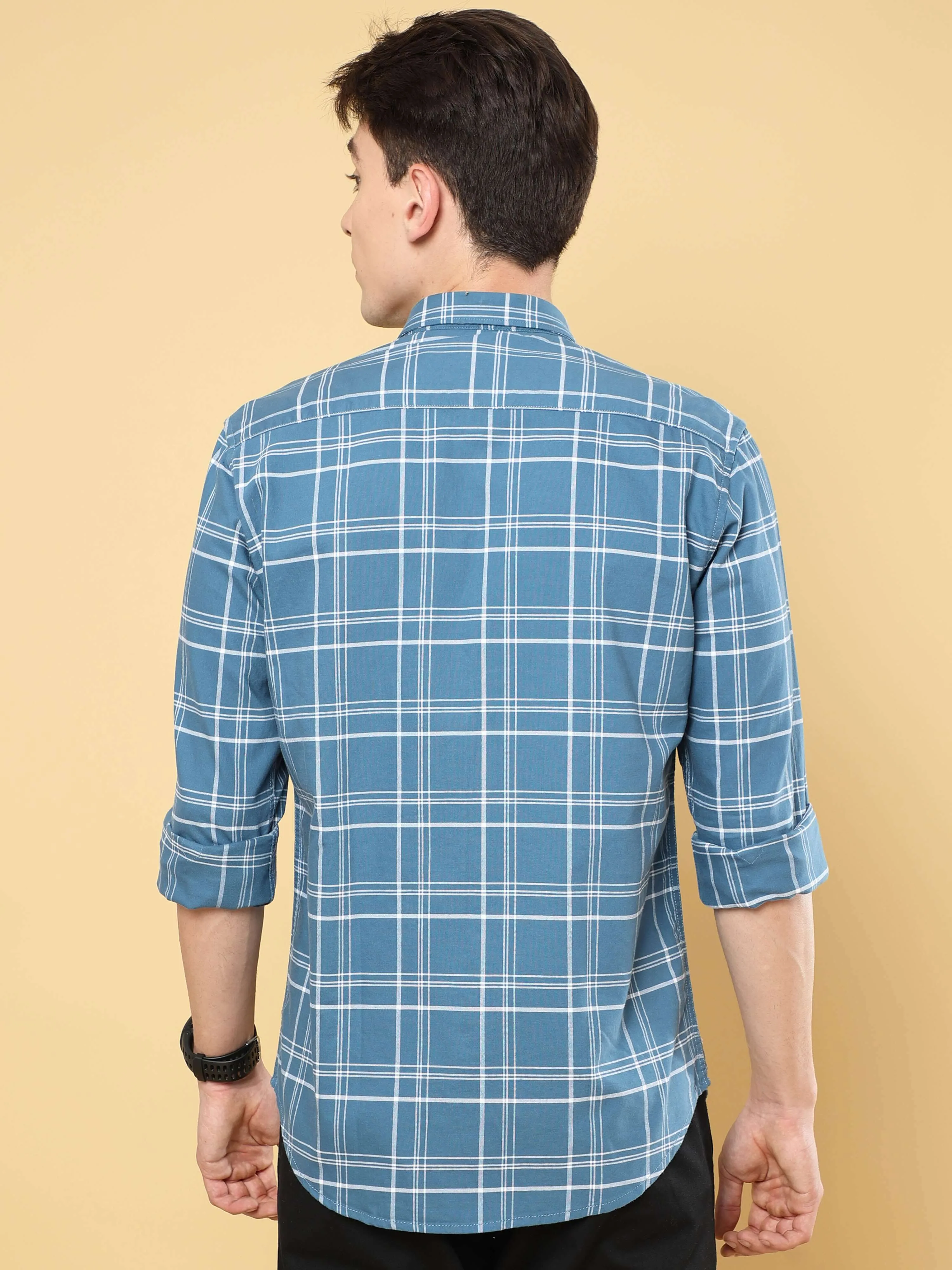 Steel Blue Cross Check Shirt