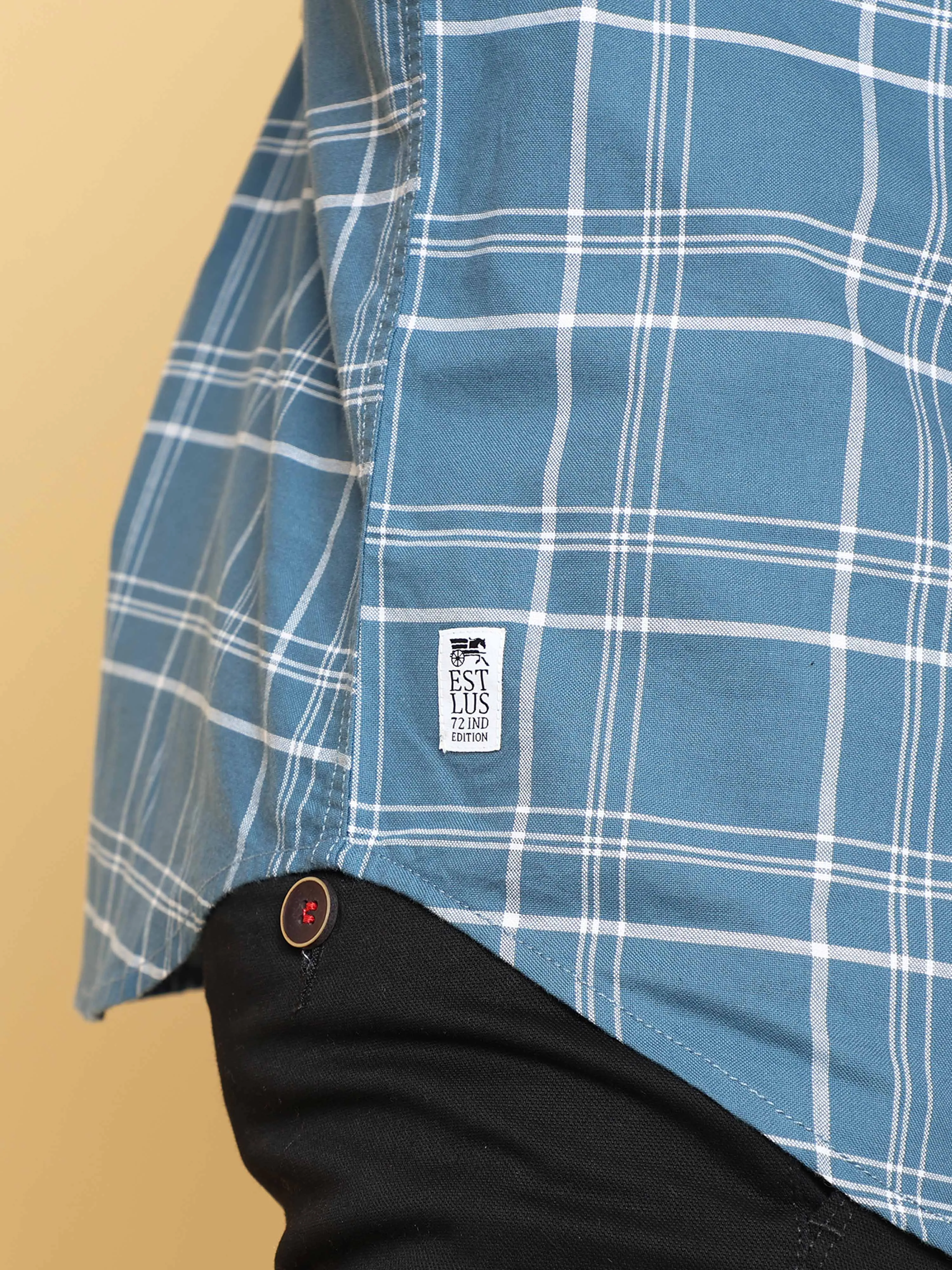 Steel Blue Cross Check Shirt