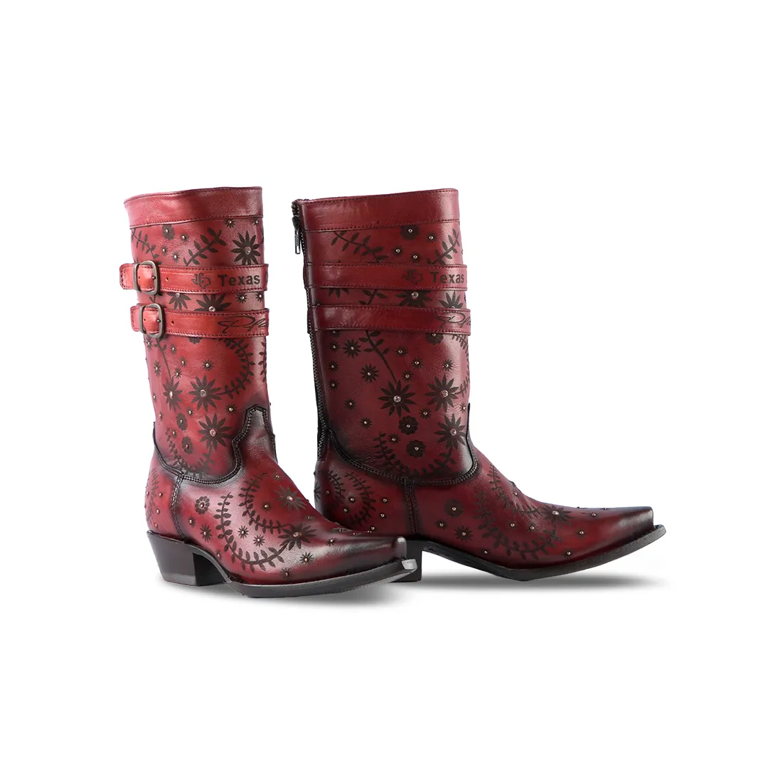 Texas Country Women's Western Boot Bora Cognac Retro Toe E775