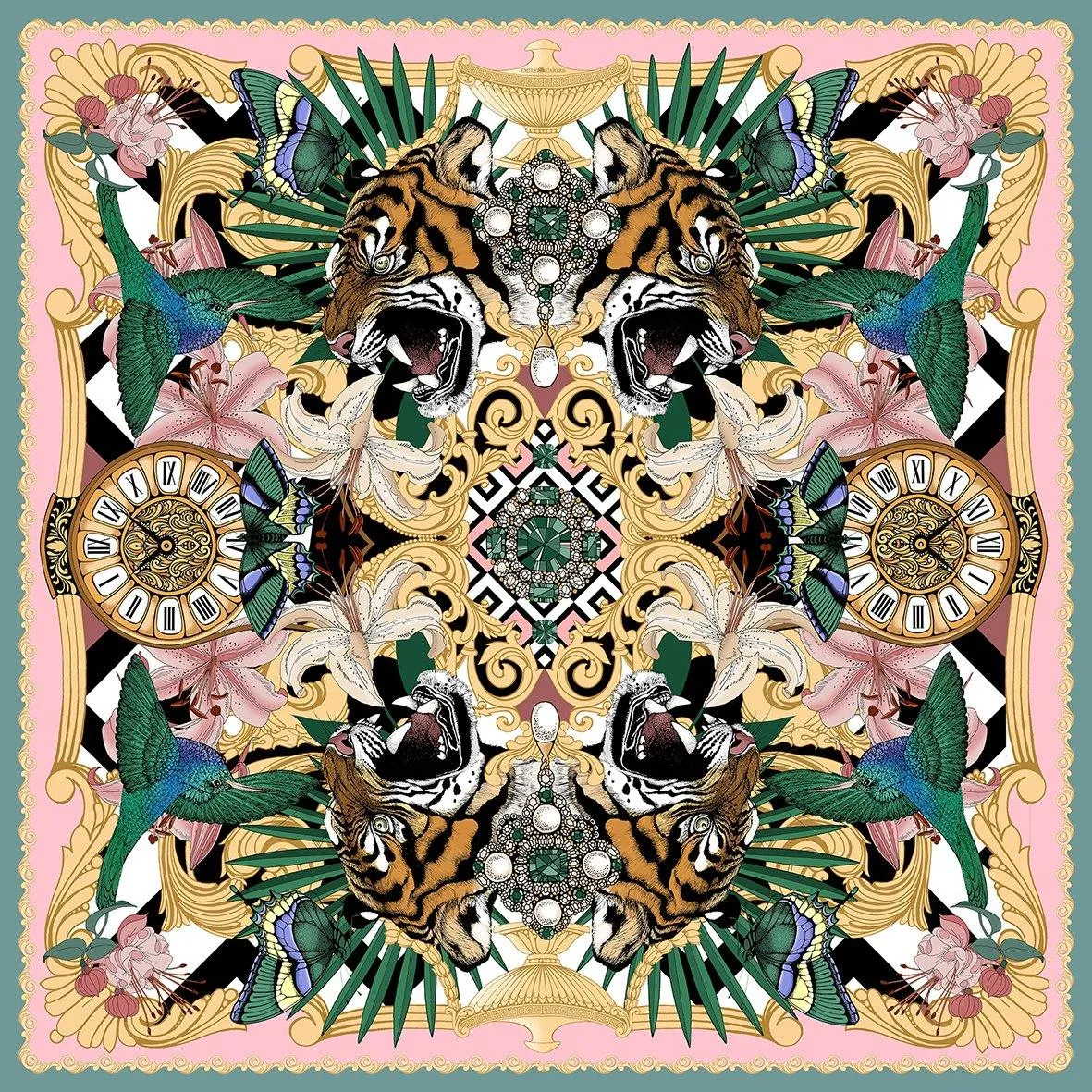 The Baroque Tiger Silk Scarf | Wool/Silk | 130x130cm