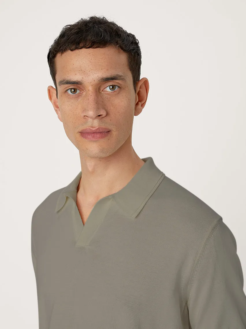 The Fine Knit Polo || Oyster | Organic Cotton