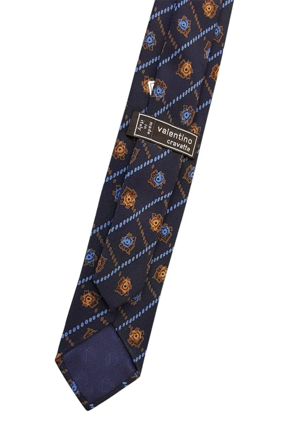 VALENTINO Vintage Silk Blue Tie Abstract Floral Print Repeat (55")