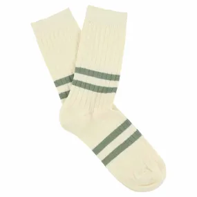 Women Stripes Ecru / Green