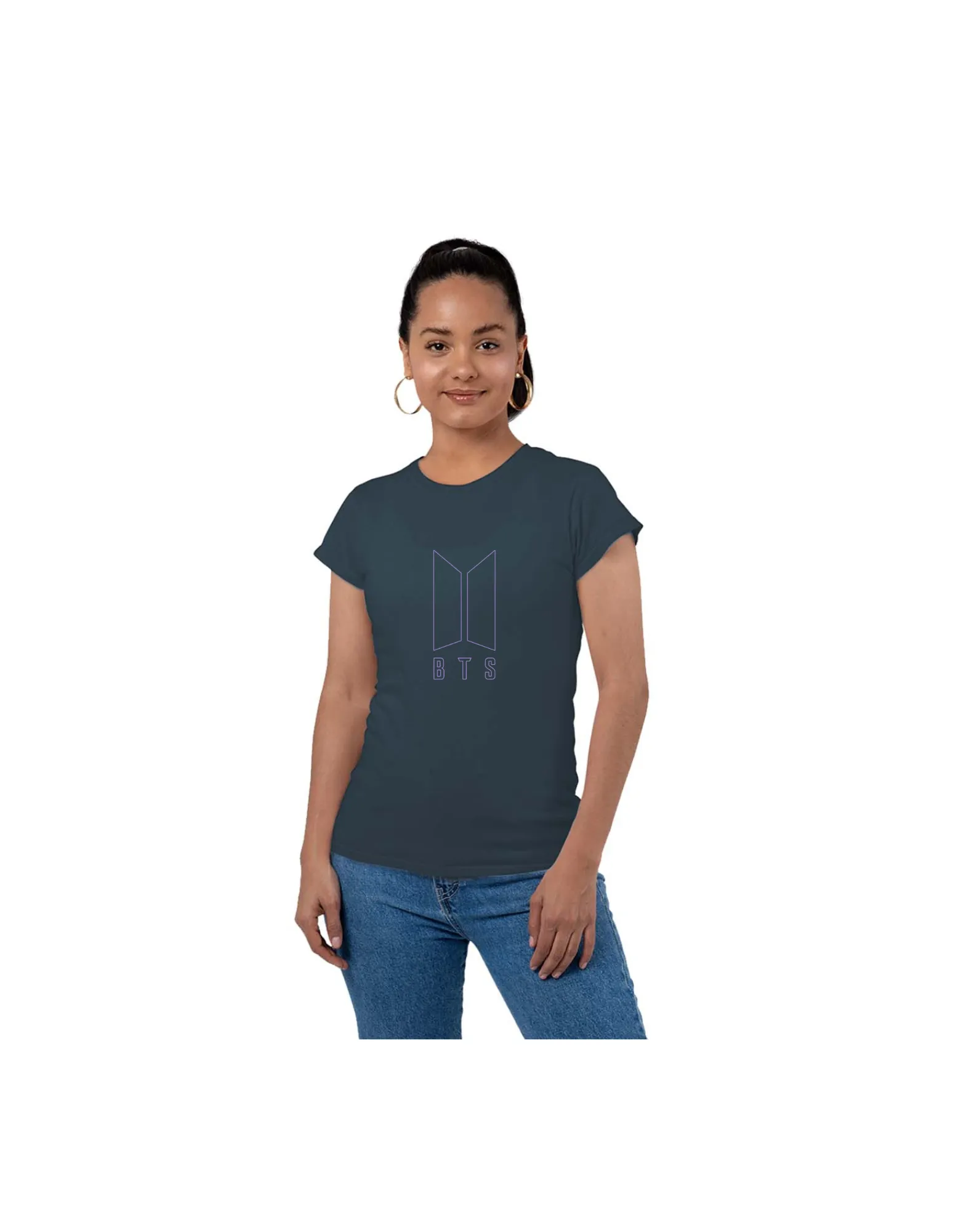 WOMENS BTS -3 PRINTED TSHIRT - CORNFLOWER