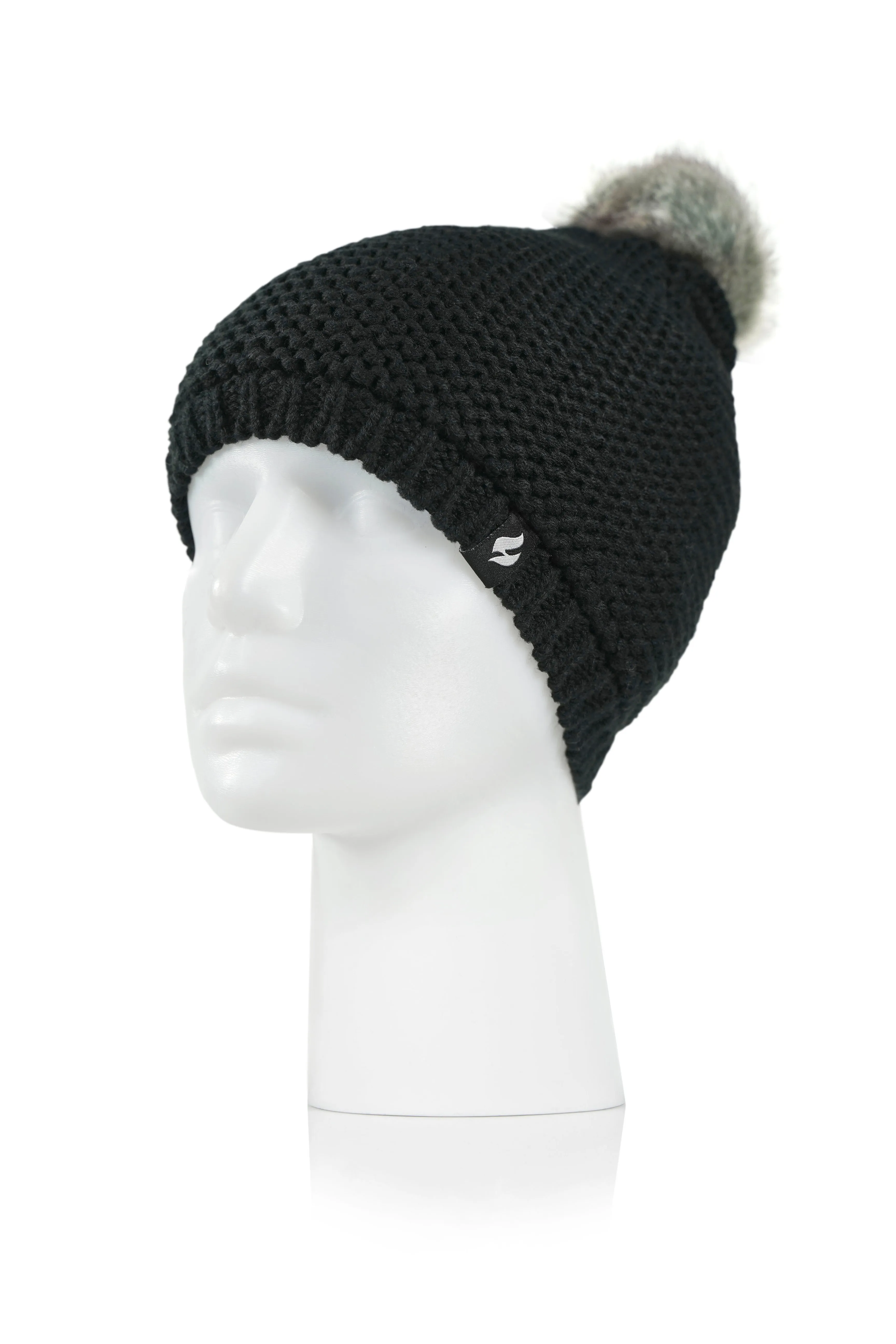 Women's Paris Purl Stitch Knit Hat With Pom Pom