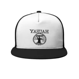 Yahuah-Tree of Life 02-06 Yin Yang Designer Peaked Flat Brim Baseball Cap