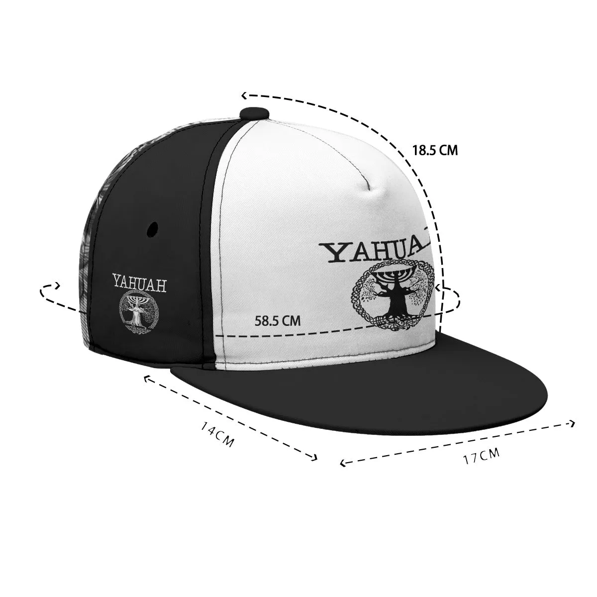 Yahuah-Tree of Life 02-06 Yin Yang Designer Peaked Flat Brim Baseball Cap